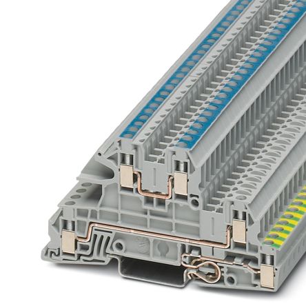 Phoenix Contact 3076030 UTI 2.5-PE/L/N Series Earth Terminal Block Grey, 0.2mm², 4 mm², 3-Level, Screw