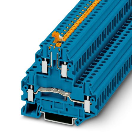 Phoenix Contact 3076015 UTTB4-MT P/P BU Series Knife Disconnect Terminal Block Blue, 4mm², 2-Level, Screw