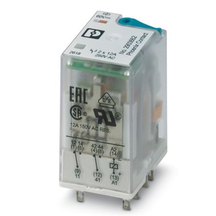 Phoenix Contact Power Relay, 60V dc Coil, 30A Switching Current, DPDT