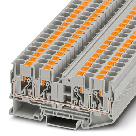 Phoenix Contact 3212934 PT 6-QUATTRO Series Feed Through Terminal Block Grey, 0.5mm², 10 mm², 1-Level, Push-in,