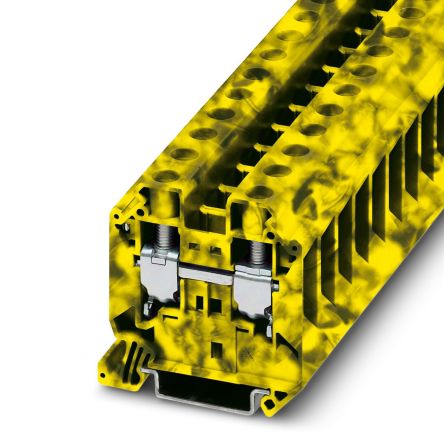 Phoenix Contact 3047663 UT 16-FE Series Feed Through Terminal Block Yellow, Black, 1.5mm², 25 mm², 1-Level, Screw