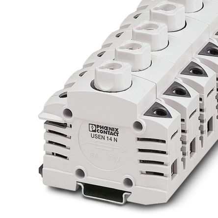 Phoenix Contact 3048357 USEN Series Fuse Modular Terminal Block Grey, 1.5mm², 35 mm², 1-Level Fused, Screw