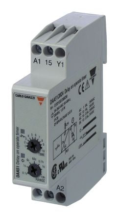 Carlo Gavazzi Mini-D Series DIN Rail Timer Relay, 2-Contact, 12 to 240 V dc 24V ac, 240 V ac, 0.1 s to 100 h,