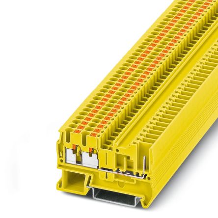 Phoenix Contact 3209635 PT 2.5-TWIN/1P YE Series Feed Through Terminal Block Yellow, 0.14mm², 4 mm², 1-Level, Push-in