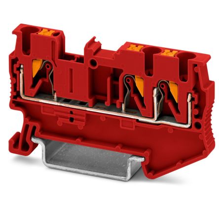Phoenix Contact 3211223 PT 2.5-TWIN RD Series Feed Through Terminal Block Red, 0.14mm², 4 mm², 2-Level, Push-in, EAC Ex,