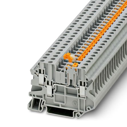 Phoenix Contact 3064014 UT 4-TWIN-MT P/P Series Knife Disconnect Terminal Block Grey, 0.14mm², 6 mm², 1-Level, Screw