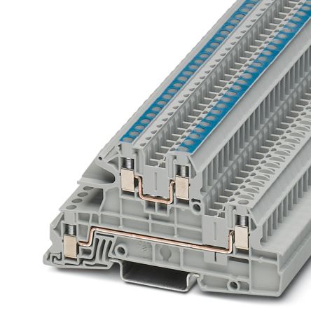 Phoenix Contact 3076035 UTI 2.5-L/N Series DIN Rail Terminal Block Grey, 0.2mm², 4 mm², 3-Level, Screw