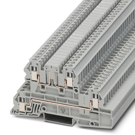 Phoenix Contact 3076033 UTI 2.5-L/LB Series DIN Rail Terminal Block Grey, 0.2mm², 4 mm², 3-Level, Screw