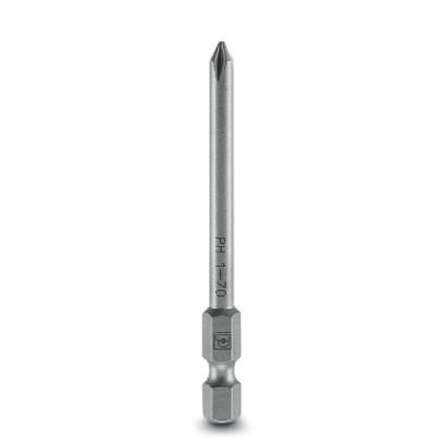 Phoenix Contact Screwdriver Bit, E6.3-1/4 Tip, PH1 Tip, Cross Drive, 70 mm Overall 5-Piece