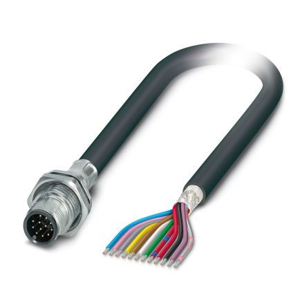 Phoenix Contact Male 12 way M12 to 12 way Free Cable End Sensor Actuator Cable, 1 m