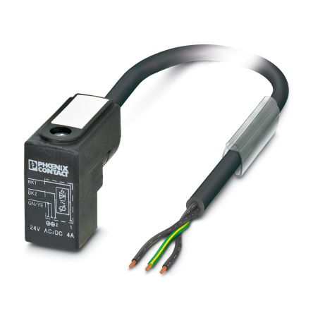 Phoenix Contact 3 way DIN 43650 Form C to 3 way Valve Connector CI (9.4 mm) Sensor Actuator Cable, 3 m
