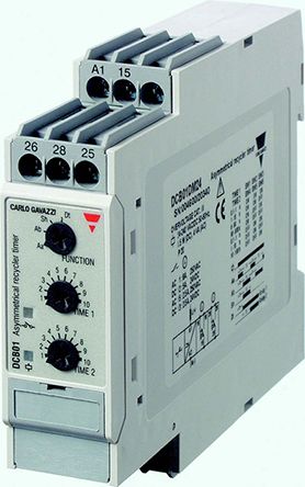 Carlo Gavazzi DCB01 Series Timer Relay, 2-Contact, 240 V dc 12V ac, 240 V ac, 0.1 s to 100 h, Multifunction-Function,