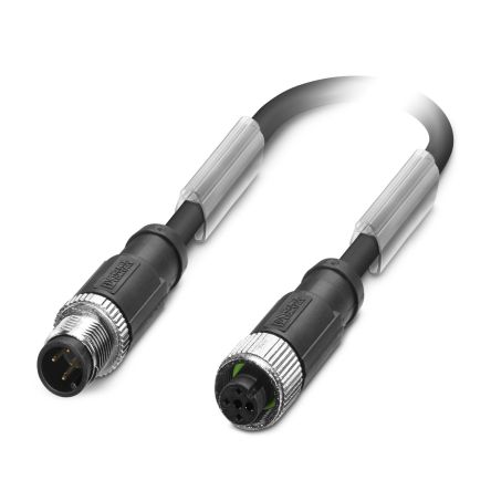Phoenix Contact Male 3 way M12 to Female 3 way M12 Sensor Actuator Cable, 600 mm