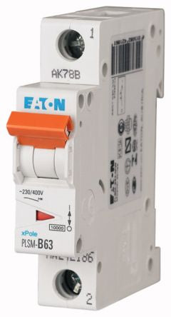 Eaton xPole PLSM Miniature Circuit Breaker, 1-Pole, 63A, Type C, 48 V dc DC, 10 kA Breaking Capacity