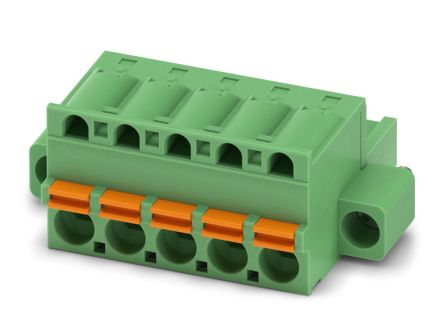 Phoenix Contact FKC 2.5/5-STF-5.08 EX Series Pluggable Terminal Block, 5-Contact, 5.08 mm Pitch, 1 Row, 1796021