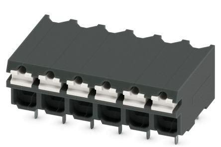 Phoenix Contact SPT-THR 1.5/6-H-3.81 P26 Series PCB Terminal Block, 6-Contact, 3.81 mm Pitch, 1 Row, 1822901