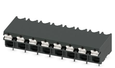 Phoenix Contact SPT-THR 1.5/8-H-5.08 P26 Series PCB Terminal Block, 8-Contact, 5.08 mm Pitch, 1 Row, 1823146
