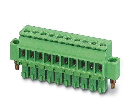 Phoenix Contact MCVR 1.5/11-STF-3.81 Series Pluggable Terminal Block, 11-Contact, 3.81 mm Pitch, 1 Row, 1828430
