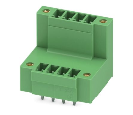 Phoenix Contact MCDV 1.5/ 4-GF-3.81 Series Pluggable Terminal Block, 4-Contact, 3.81 mm Pitch, 2 Row, 1830279