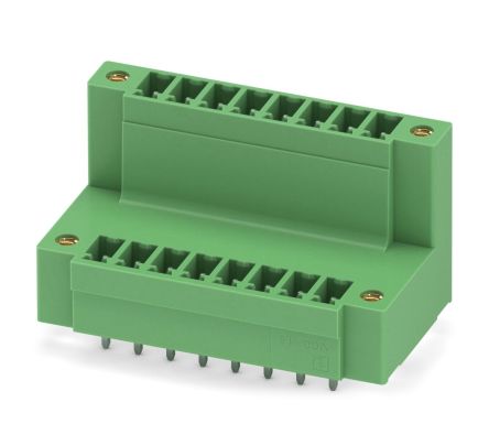 Phoenix Contact MCDV 1.5/ 8-GF-3.81 Series Pluggable Terminal Block, 8-Contact, 3.81 mm Pitch, 2 Row, 1830318