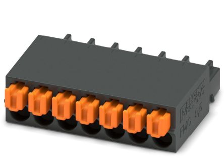 Phoenix Contact FMC 0.5/7-ST-2.54 Series PCB Terminal Block, 7-Contact, 2.54 mm Pitch, 1 Row, 1821148