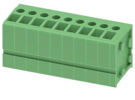 Phoenix Contact FRONT 2.5-V/SA 5/9 Series PCB Terminal Block, 9-Contact, 5 mm Pitch, 1 Row, 1724165