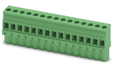Phoenix Contact MVSTBW 2.5/15-ST-5.08 Series PCB Terminal Block, 15-Contact, 5.08 mm Pitch, 1 Row, 1792883