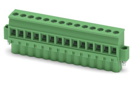 Phoenix Contact MVSTBW 2.5/14-STF Series PCB Terminal Block, 14-Contact, 5 mm Pitch, 1 Row, 1835407
