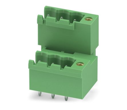 Phoenix Contact MDSTBV 2.5/ 3-GFR-5.08 Series Pluggable Terminal Block, 3-Contact, 5.08 mm Pitch, 2 Row, 1874688