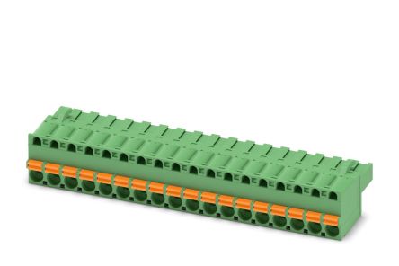 Phoenix Contact FKCT 2.5/18-ST Series Pluggable Terminal Block, 18-Contact, 5 mm Pitch, 1 Row, 1909375