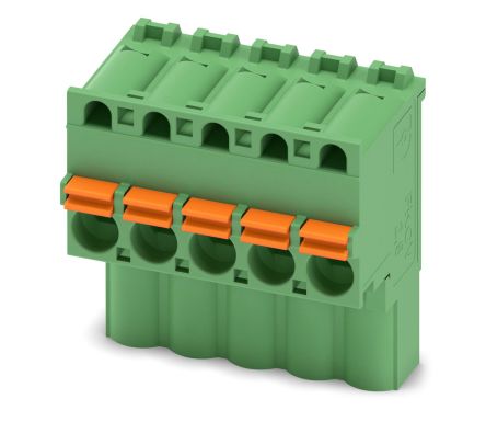 Phoenix Contact FKCVW 2.5/ 5-ST Series Pluggable Terminal Block, 5-Contact, 5 mm Pitch, 1 Row, 1910063