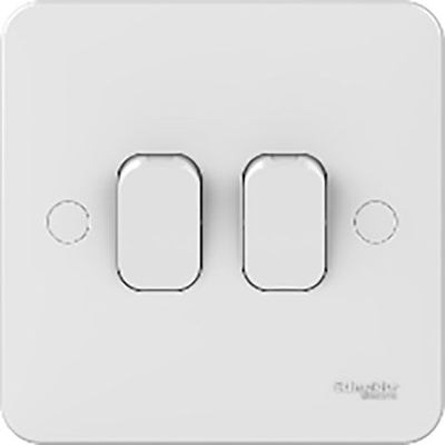 Schneider Electric White, 2 Way Rocker Light Switch, 2 Gang, Lisse