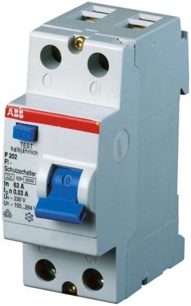 ABB F200 Series Residual Current Circuit Breaker, 40A, 2-Pole, 300 mA, Type A, 1 kA 230V ac