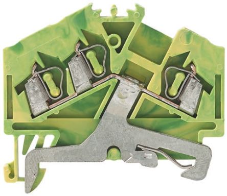 WAGO 281-637 281 Series Earth Terminal Block Yellow, Green, 4mm², 1-Level, Cage Clamp