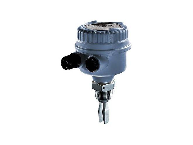 Vibrating short fork liquid point level switch with four switching functions.