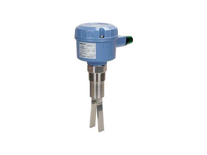 Vibrating fork level switch suitable for fine-grained and powdered media in storage and process vessels where high sensitivity is needed.