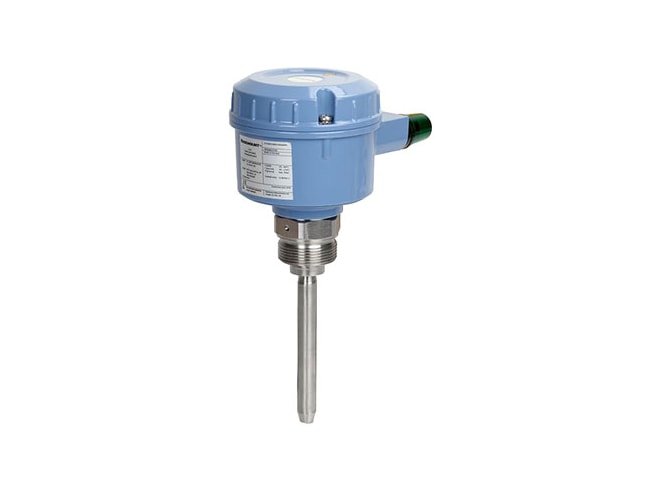 Vibrating rod level switch suited for full, demand and empty detection of fine grains and powders in storage and process vessels.