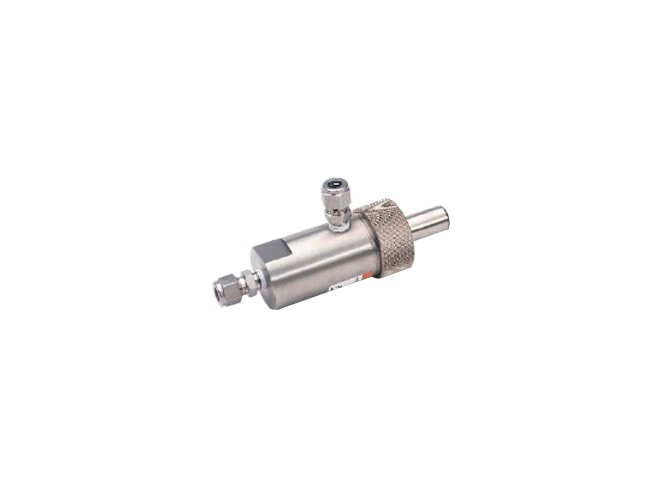 Combines the conductivity sensor with a flow cell.
