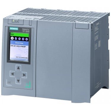 SIMATIC S7-1500, CPU 1518-4 PN/DP, central processing unit with 6 MB work memory for program and 60 MB for data, 1st interface: PROFINET IRT with 2-port switch, 2nd interface: PROFINET RT, 3rd interface: Ethernet, 4th interface: PROFIBUS, 1 ns bit-performance, SIMATIC Memory Card required