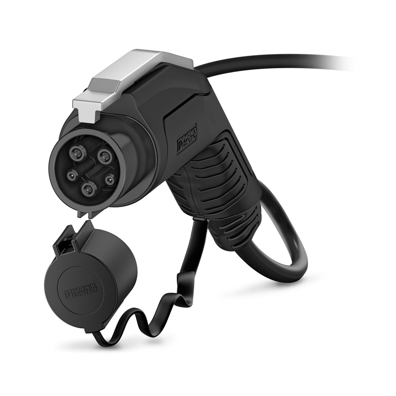 CHARX connect comfort, Type 1, AC charging cable, 80 A permanent, 250 V AC, with vehicle charging connector and open cable end, cable: 25 ft, black, straight, with protective cap, with temperature sensors, PHOENIX CONTACT logo, NOTE: Cable management may be required., SAE J1772, for charging electric vehicles (EV) with alternating current (AC) via type 1 vehicle charging inlets