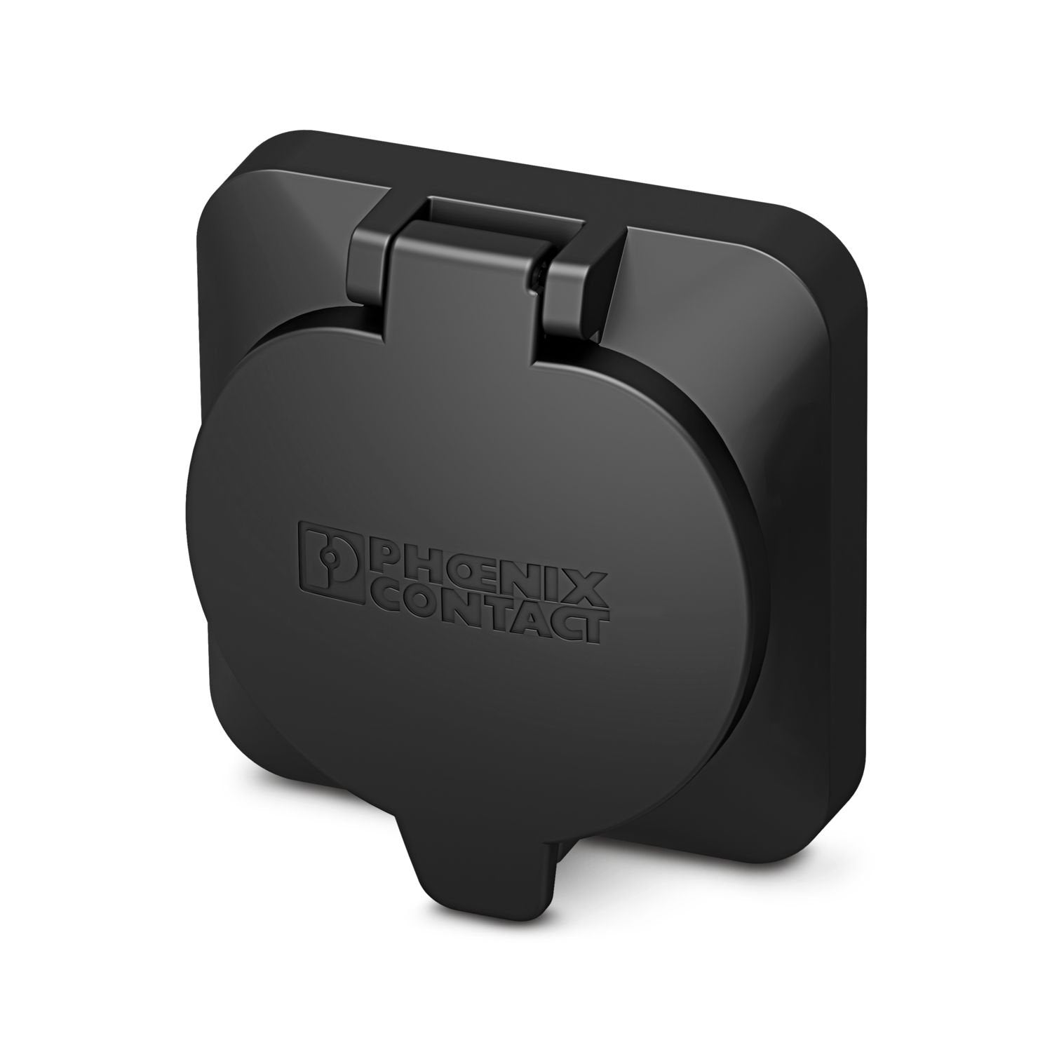 CHARX connect modular, Type 2, Protective cover, Accessories, Basic, square, Front mounting, M5 thread, with self-locking mechanism, for attaching to infrastructure charging sockets, Embossed PHOENIX CONTACT logo, IEC 62196-2