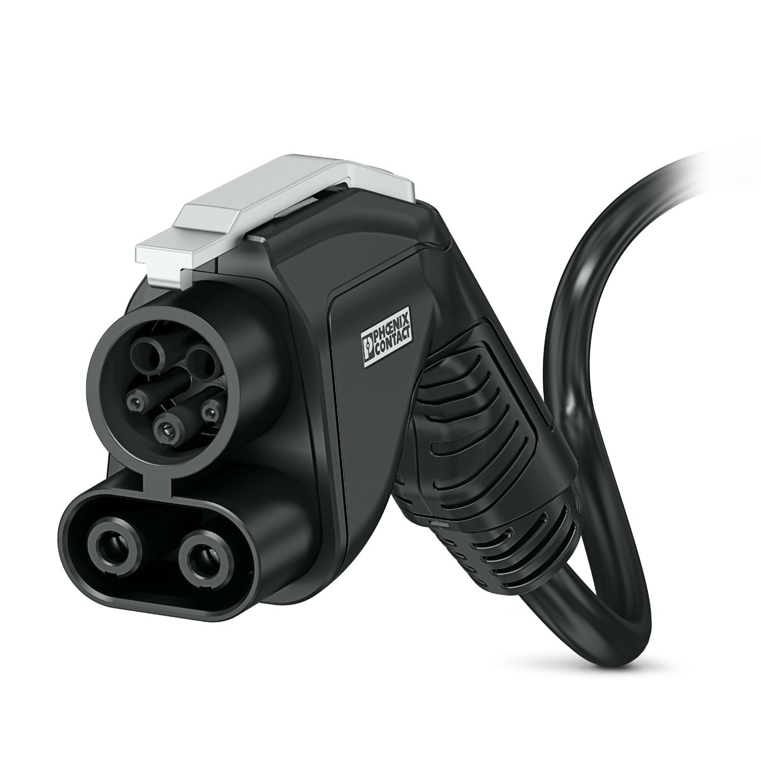 CHARX connect compact, CCS type 1, DC charging cable, 40 A permanent, 1000 V DC, with vehicle charging connector and open cable end, cable: 4 m, black, straight, with connected CS contact, with analog temperature sensors, PHOENIX CONTACT logo, SAE J1772, IEC 62196-3, for charging electric vehicles (EV) with direct current (DC)