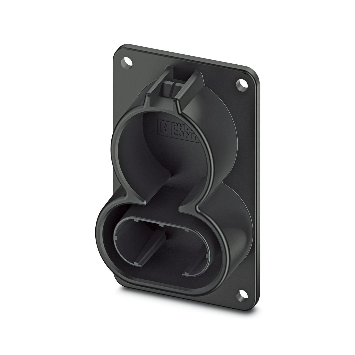 CHARX connect, CCS type 1, Charging connector holder, Accessories, Front mounting, housing: black, for vehicle charging connectors on charging stations (EVSE), SAE J1772