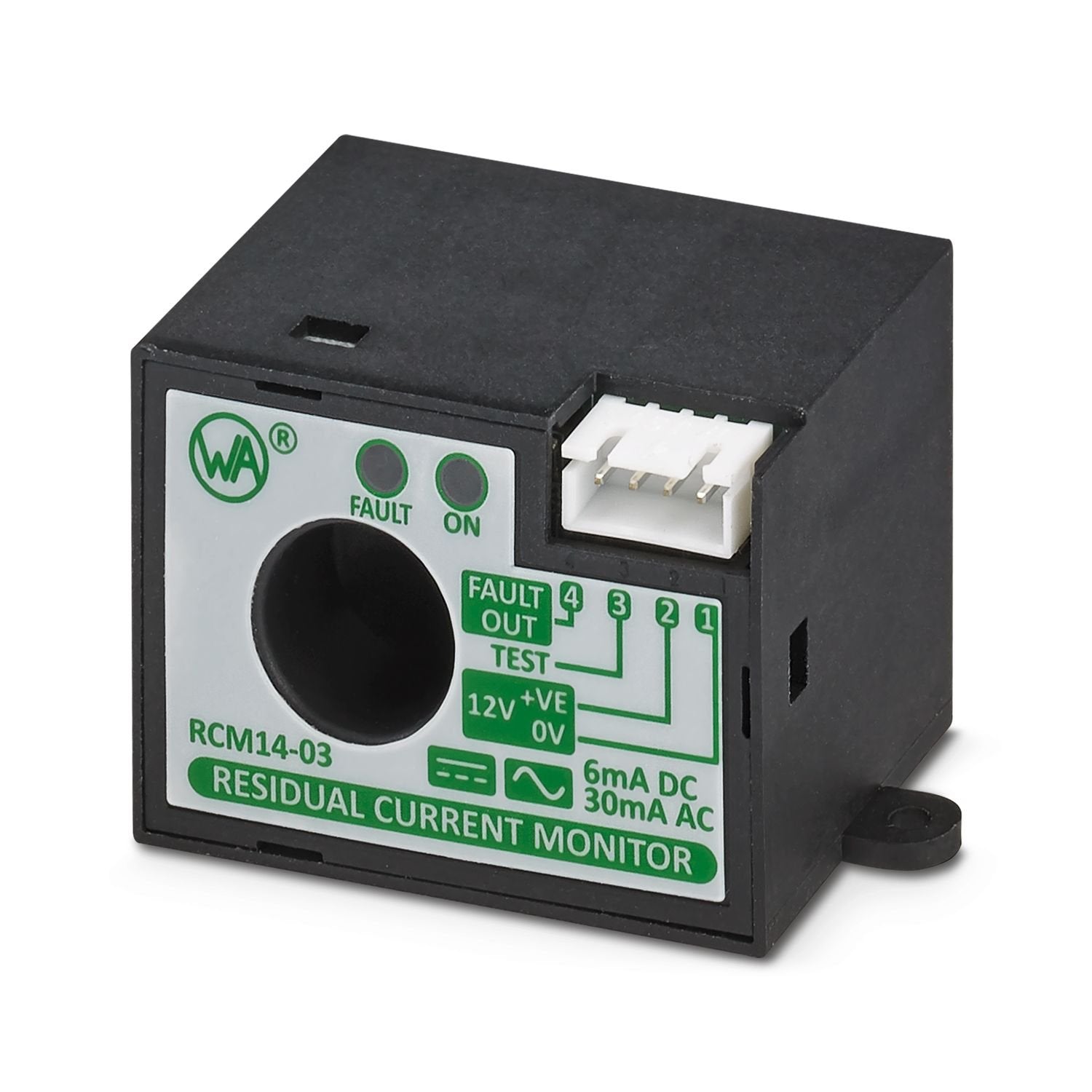 CHARX control modular, the residual current monitoring module is used for AC and DC residual current detection in AC charging points. The higher-level safety equipment (e.g., residual current device) is protected against potential DC residual currents.