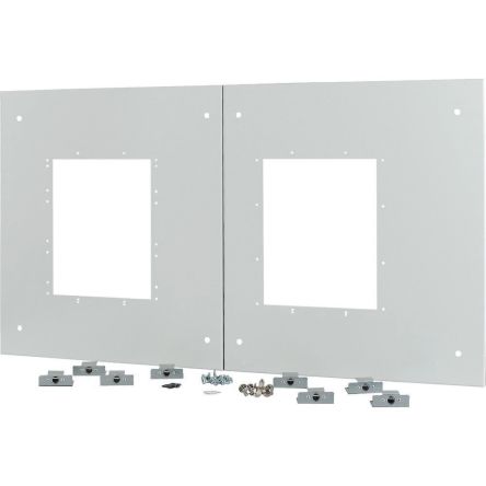 Eaton Grey 2 Gang Blind Plate Metal Faceplate & Mount Plate