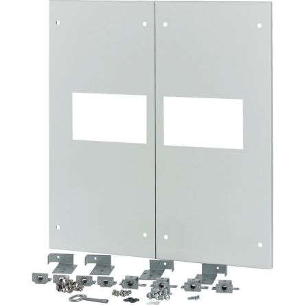 Eaton Grey 2 Gang Front Plate Steel Faceplate & Mount Plate