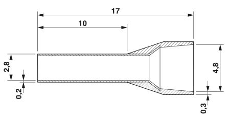 Phoenix Contact, AI Insulated Ferrule, 17 mm Pin Length, 2.8 mm Pin Diameter, Grey to 12 AWG Wire Size