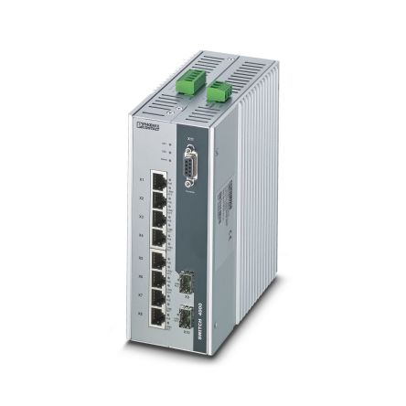 Phoenix Contact FL SWITCH 4004T-8POE-4SFP Series DIN Rail Industrial Ethernet Switch, 8, 1000Mbps Transmission, 55 V dc