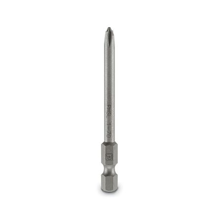 Phoenix Contact Driver Bit, 1/4 in Tip, PH 1 x 70 mm Tip, Pozidriv Drive, 70 mm Overall 5-Piece