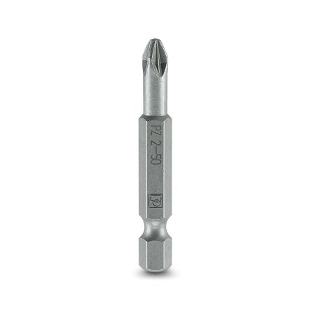 Phoenix Contact Driver Bit, 1/4 in Tip, PZ 2 x 50 mm Tip, Pozidriv Drive, 50 mm Overall 5-Piece